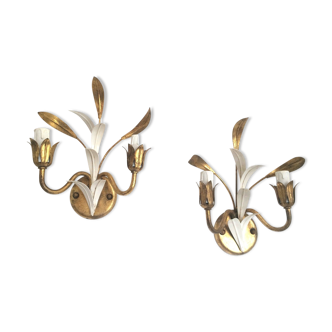 Paire d'appliques feuilles