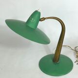 Mid-cenrury Italian Modern brass and green lacquer table lamp from 50s