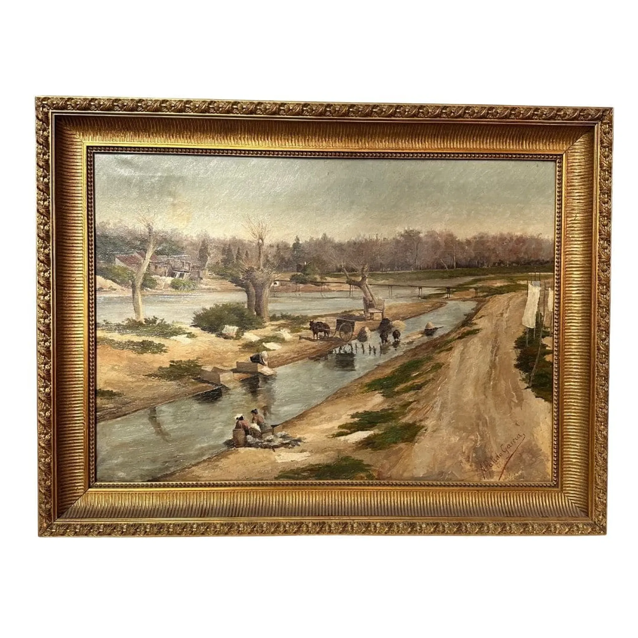 "Washers of the Manzanares", Madrid school, costumbrism, early 20th century – Spain