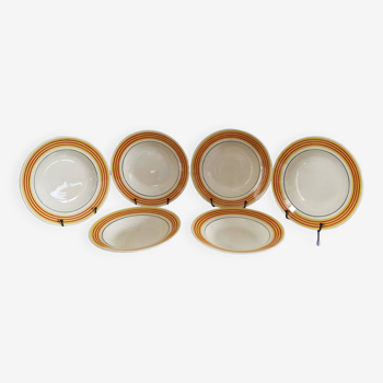 Lot de 6 assiettes creuse vintage Gien 50