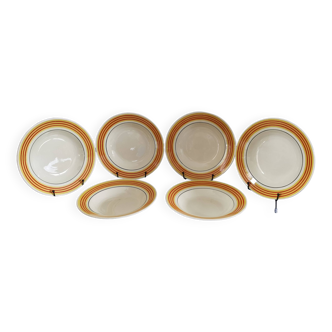 Lot de 6 assiettes creuse vintage Gien 50