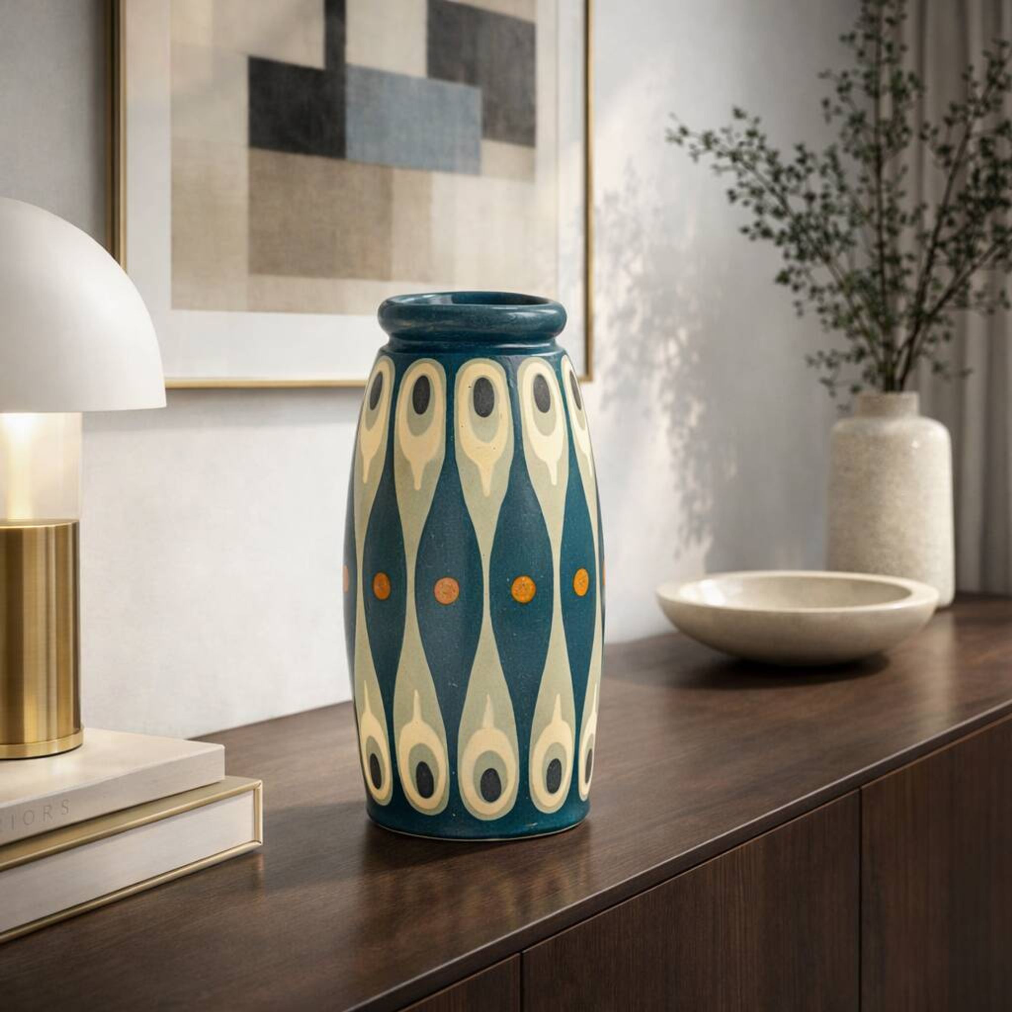 Vase Art Déco signé Léon Elchinger, Soufflenheim, années 1920
