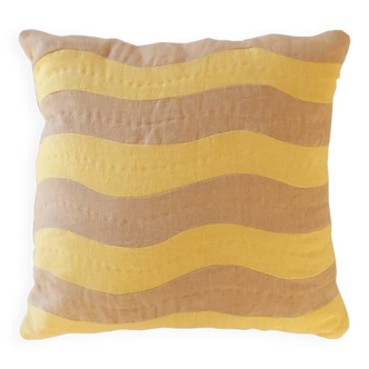 Coussin vague jaune