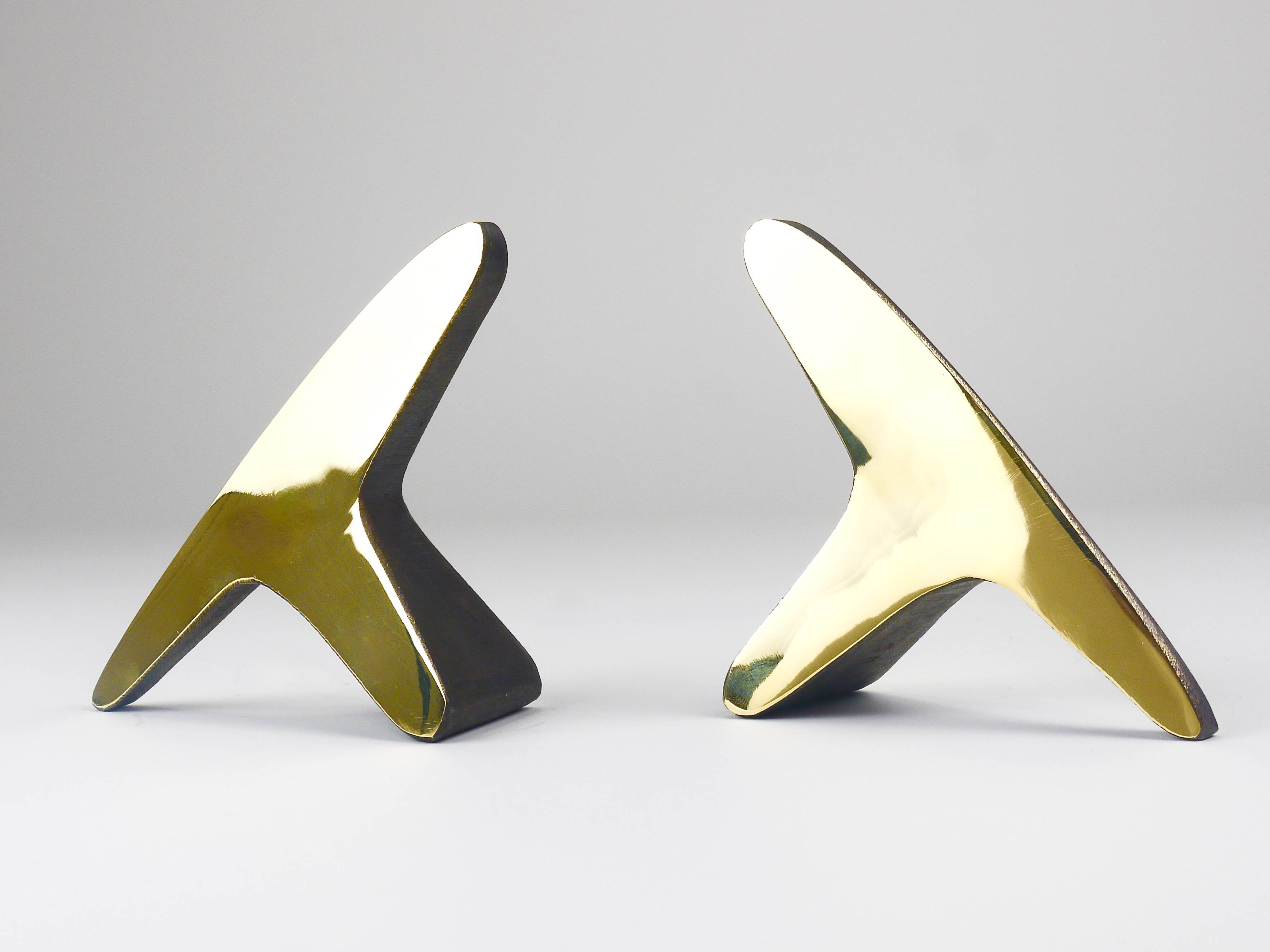 Pair Carl Auböck Minimalist Mid-Century Brass Bookends #3847, Vienna, Austr