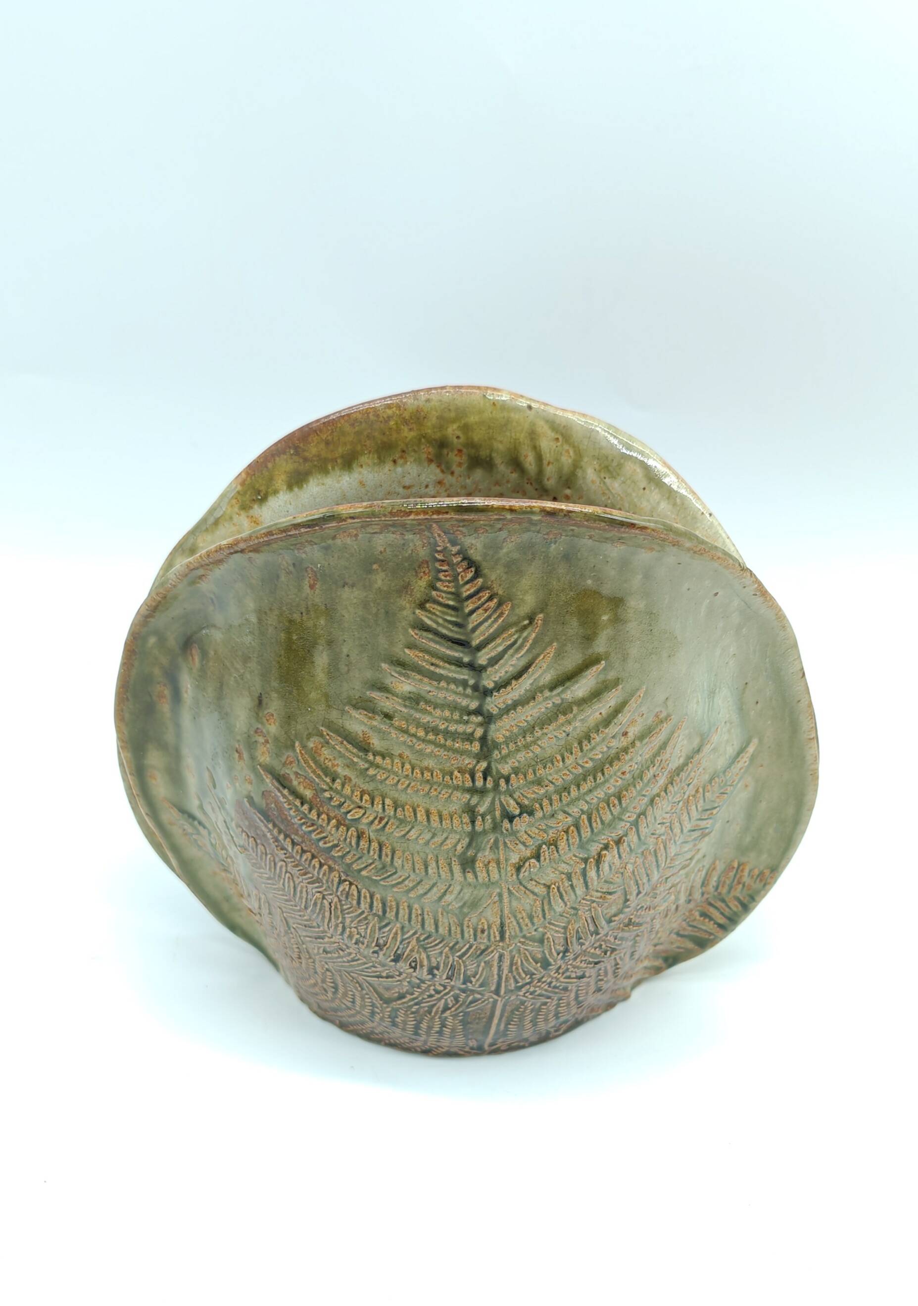 Fern vase in glazed stoneware by Chrislaine Bodin