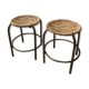 Pair of metal and rope stools
