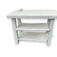 Light blue painted wooden workbench