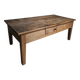 Antique French coffee table, 18th-century cherry farmhouse table with a drawer.