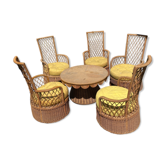 Salon en rotin vintage