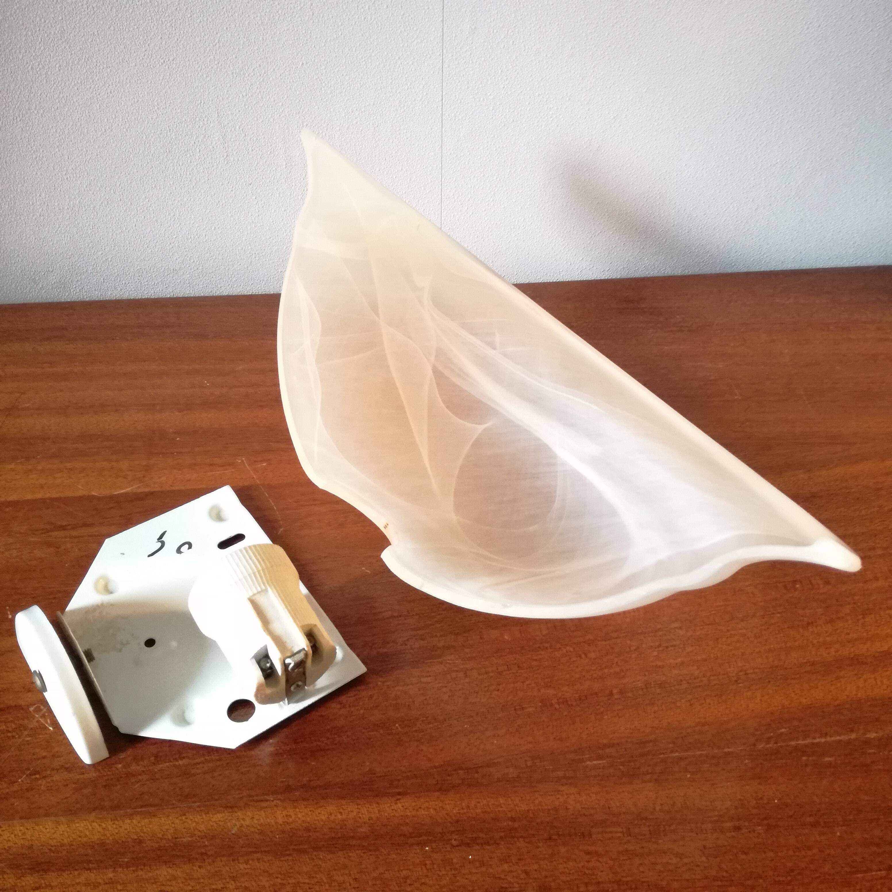 Half bell wall light in milky glass