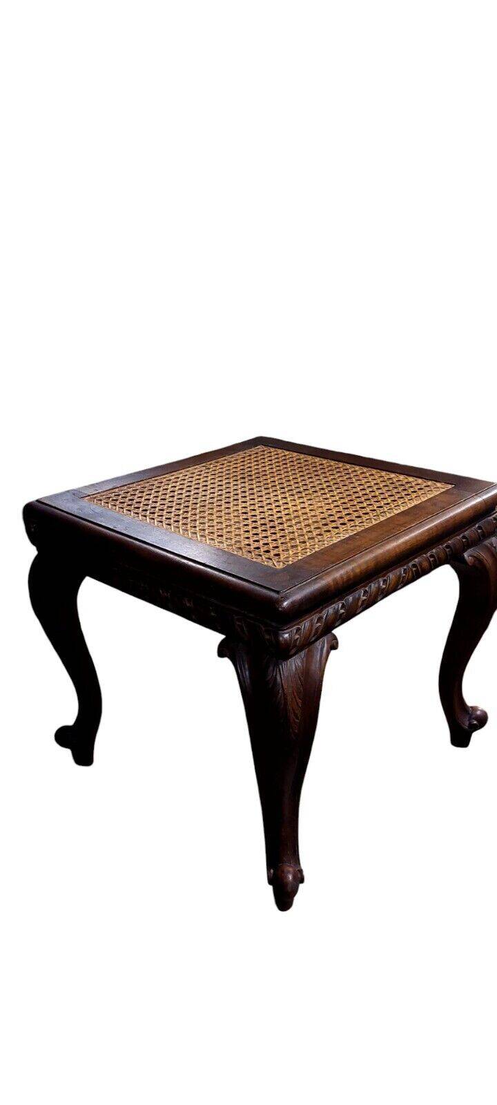 Solid carved walnut stool, early 1900s