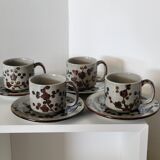 4 tasses et soucoupes en grès émaillé