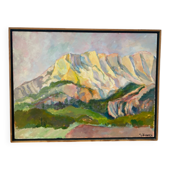 Signed mountain landscape