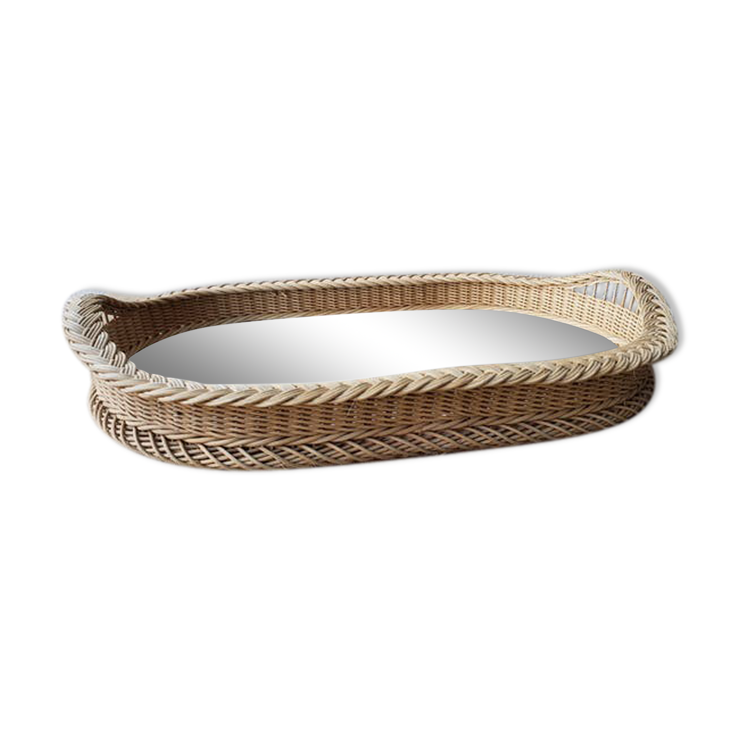 Rattan mirror tray
