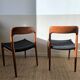 Paire de chaises Niels O. Møller modèle 75 – teck & cordage noir refait