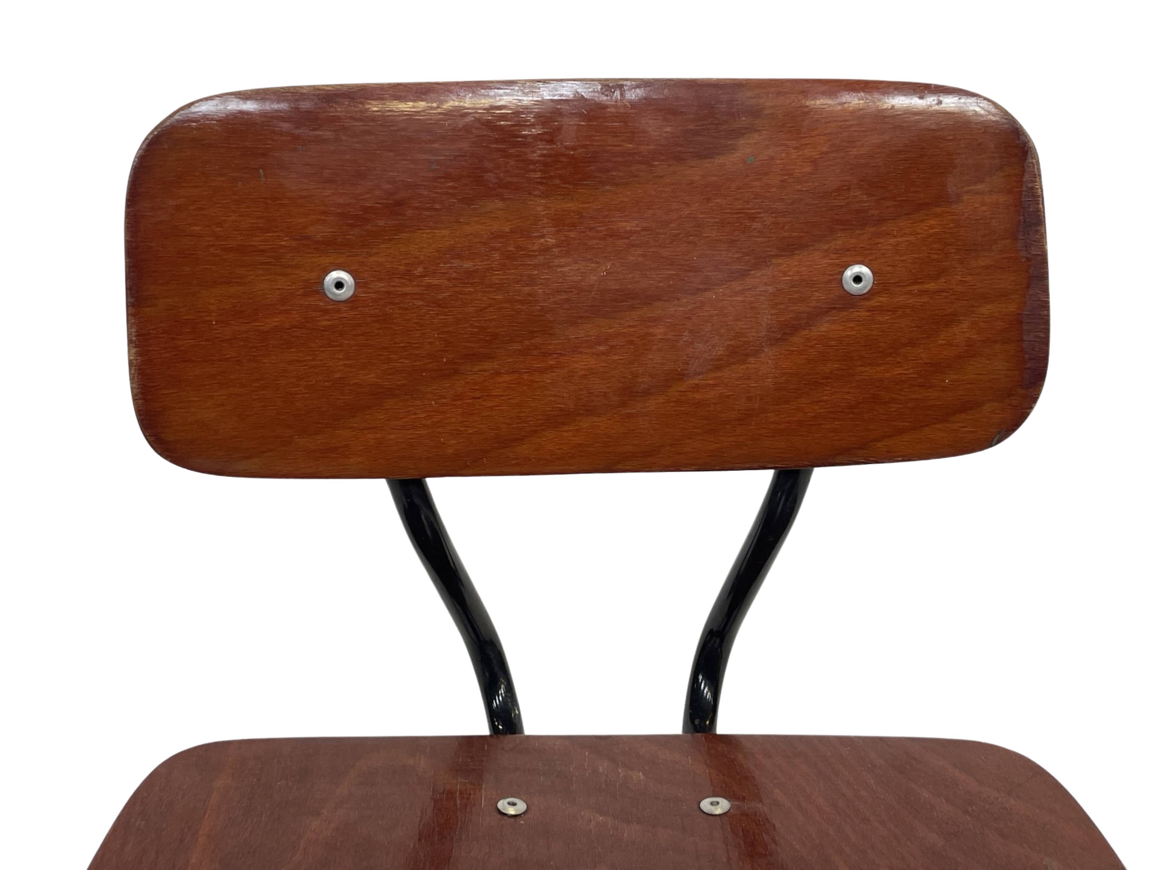 Vintage industrial children's chair, school chair, Dutch design