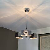 Space age pendant light. 1970. Chrome steel.