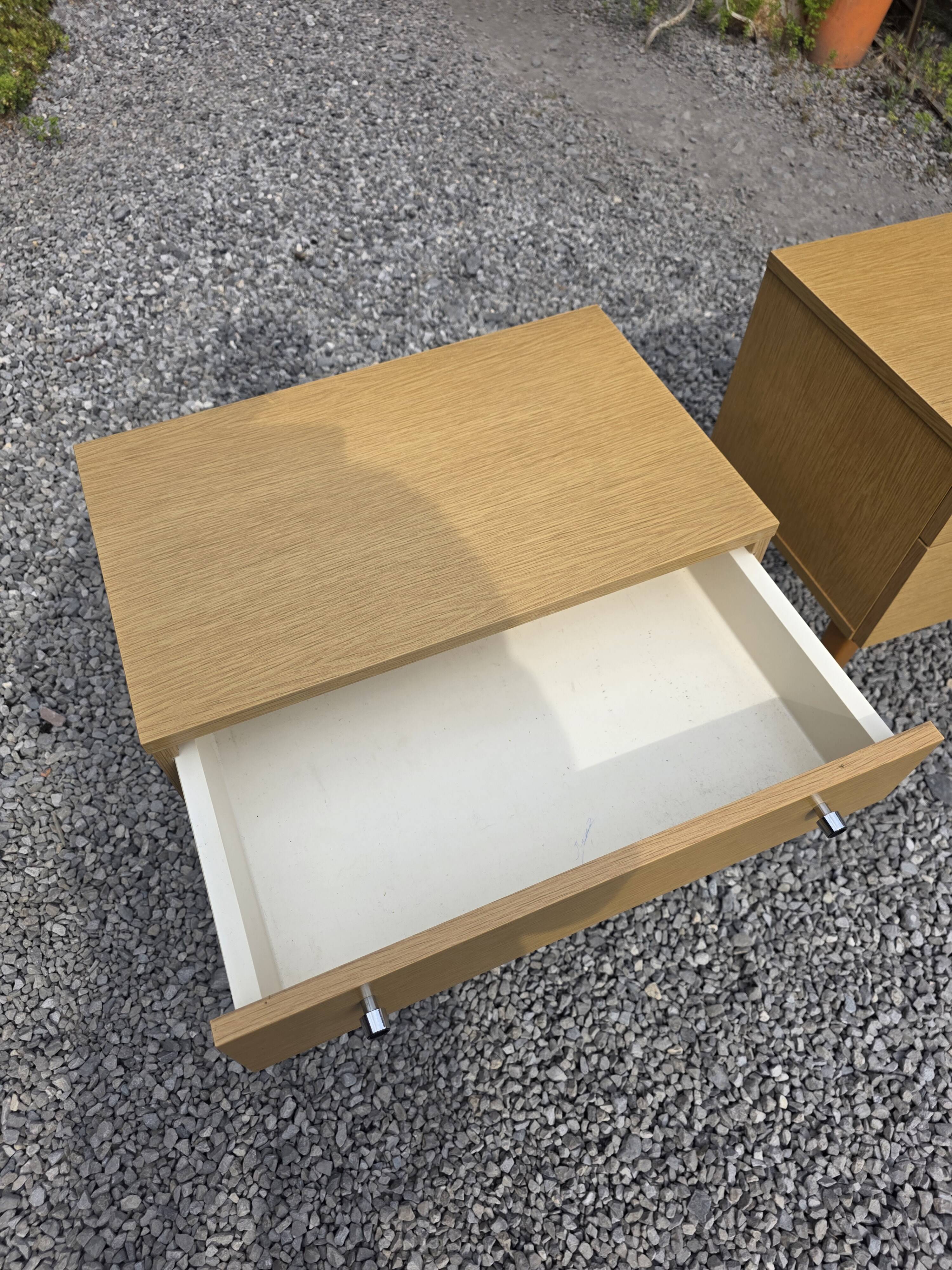 Pair of Scandinavian oak bedside tables from the 1960s.