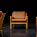 Vintage Mid-Century Danish Modern Brown Leather Easy Chair Model 39