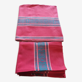 Vintage Basque tablecloth vermilion 170X140 and 5 towels