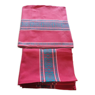 Vintage Basque tablecloth vermilion 170X140 and 5 towels