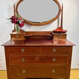 Edwardian Brocante Vintage Mahogany Dressing Table with Inlay 1900-1910