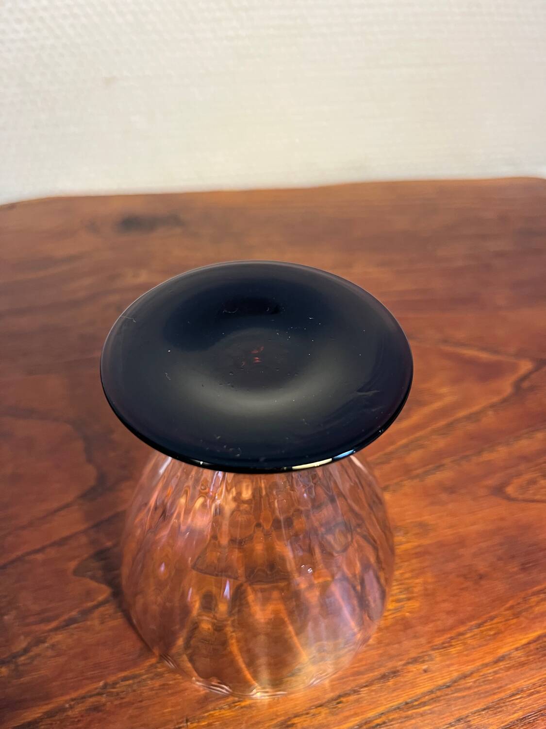 Art Deco sorbet ice cream cup in bubbled glass from the 60s