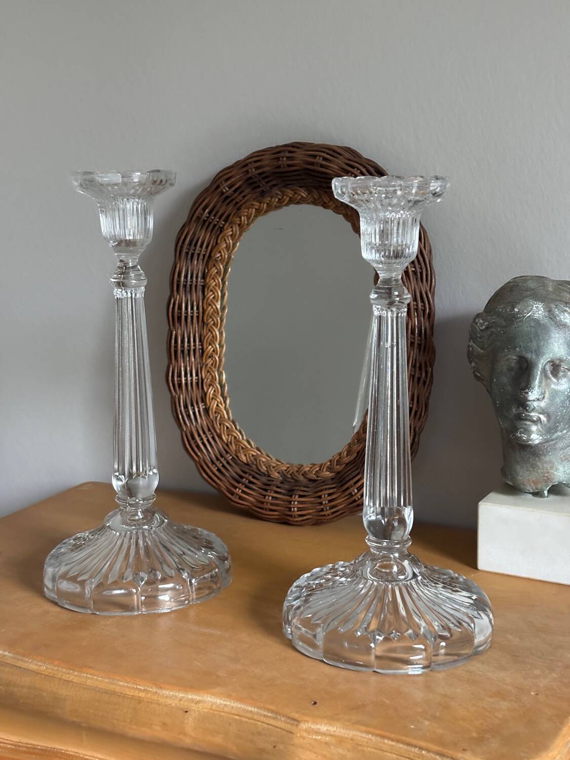Antique glass candlesticks