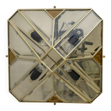 Mid-Century Modern Italian Brass and Frosted Glass Ceiling Lights, '70