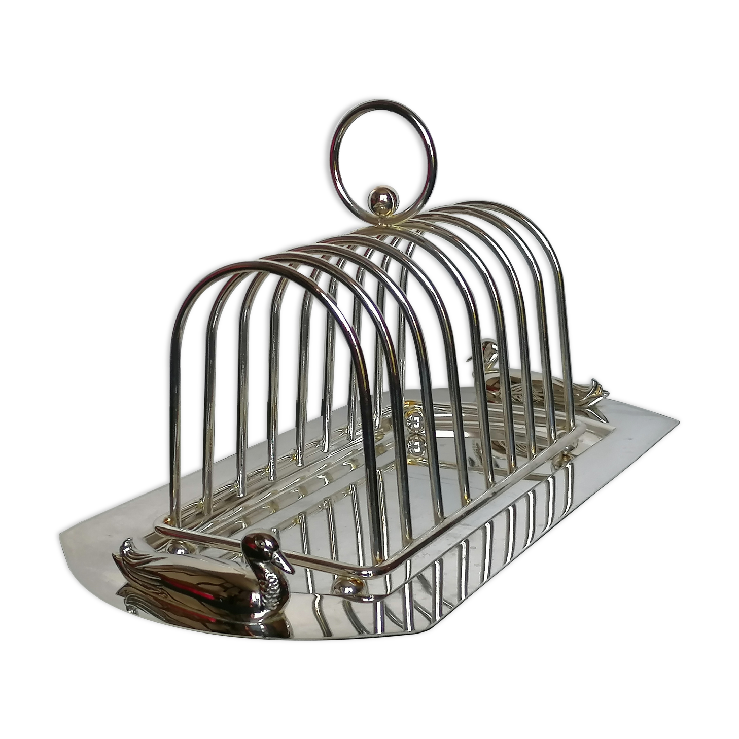 Foie gras serving tray and silver metal toast display
