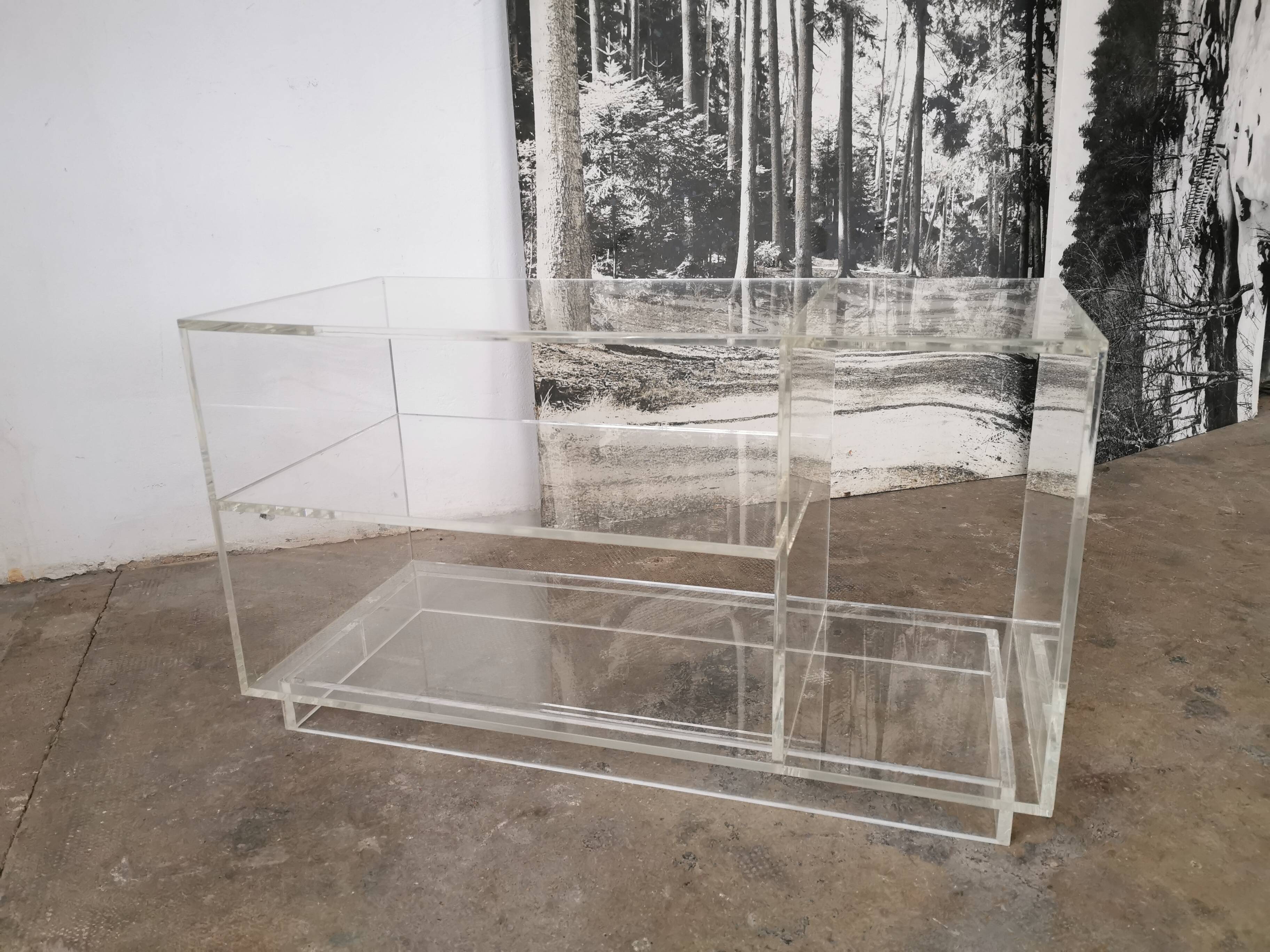 80s plexiglass hi-fi furniture shelf
