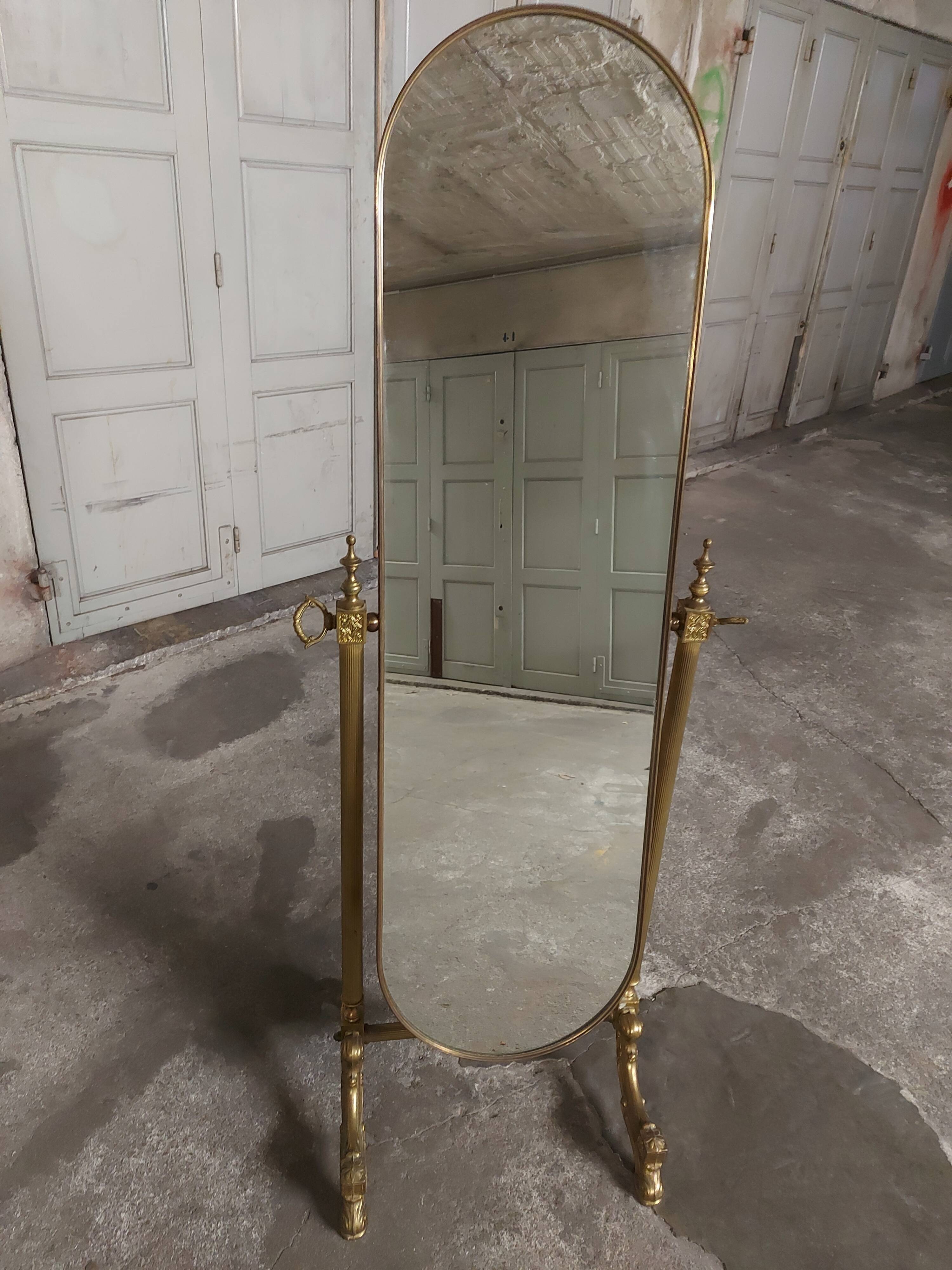 Psyche mirror in vintage gilded bronze