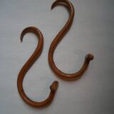 Set of five turned wooden wall hooks Thonet classic country decoration