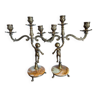 Paire de chandeliers angelots vintage