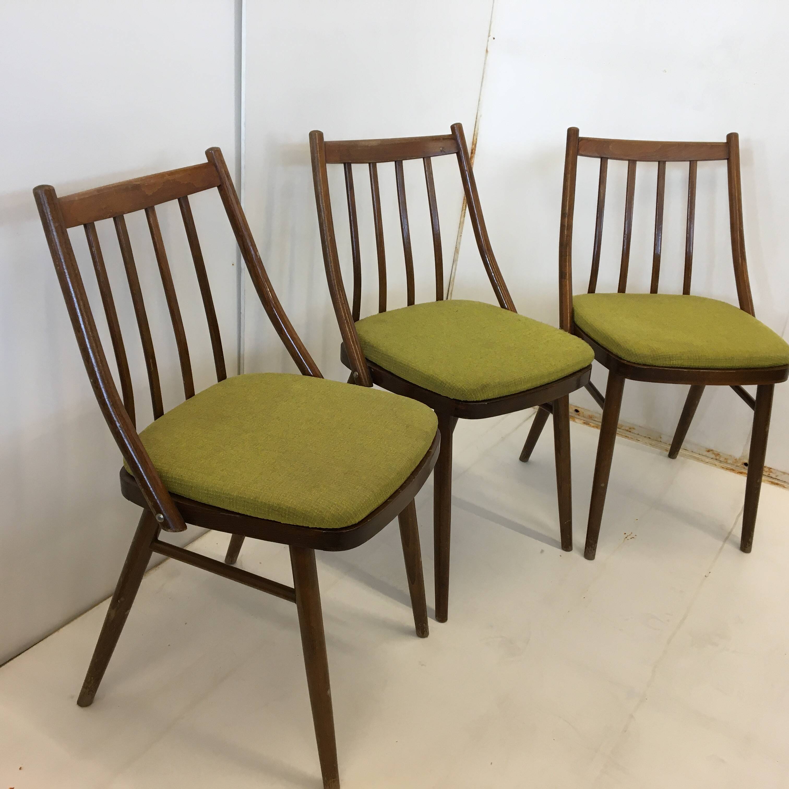 Lot de 3 chaises de salle à manger en bois vintage MIER TOPOLCANY Antonin Suman des années 60 Tchécoslovaquie