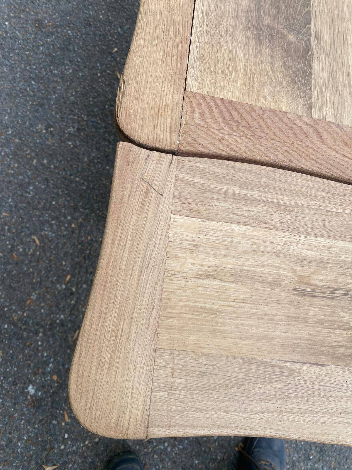 Small dining table, extendable Louis XV kitchen table, stripped oak.