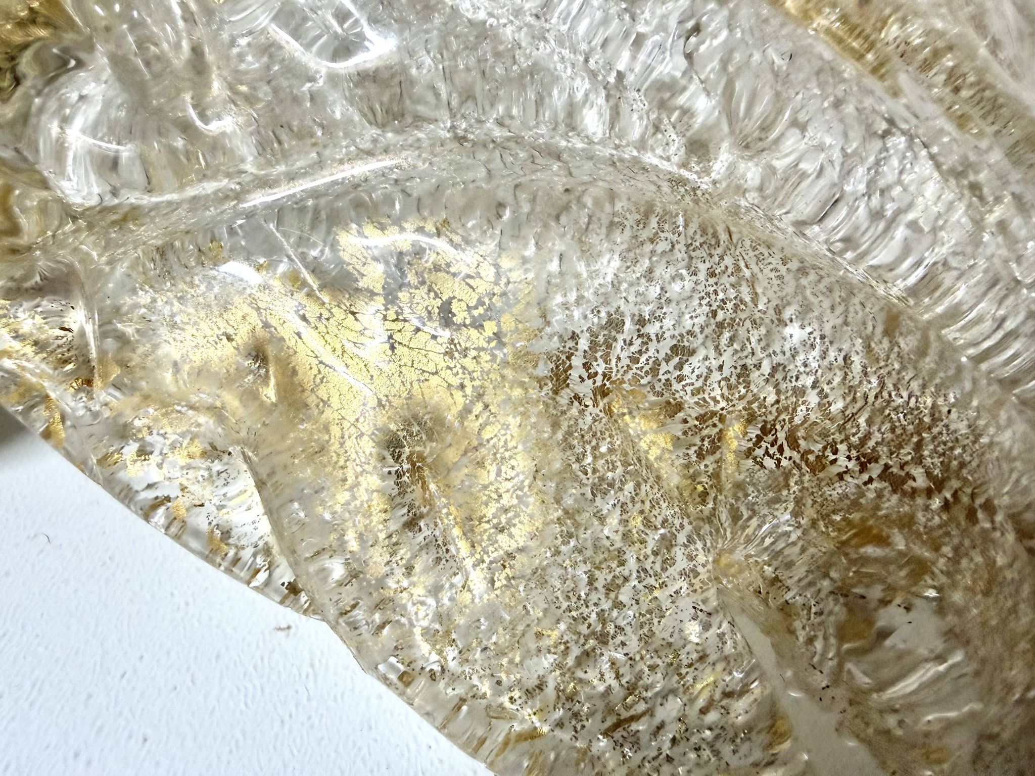 Large Vintage Murano Glass and Gold Leaf Wall Light by Barovier Toso, Italy