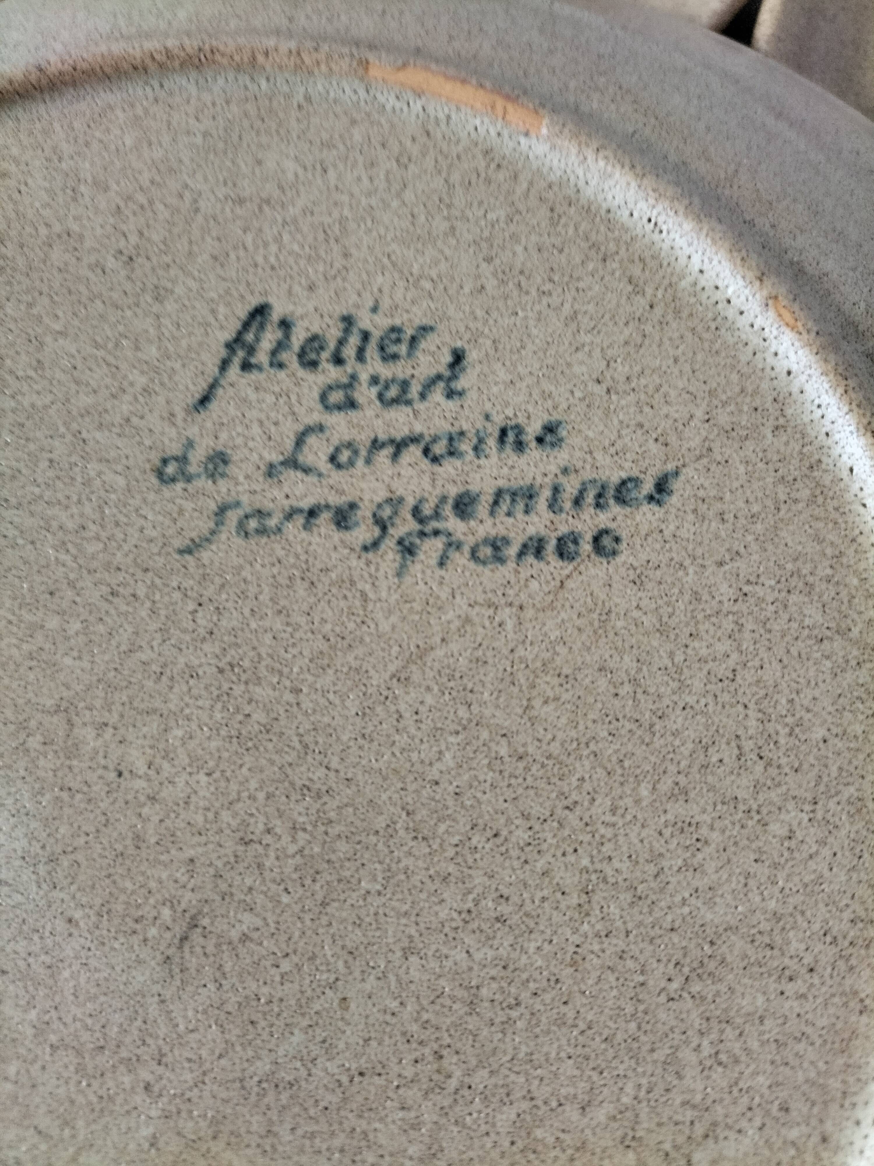 6 dessert plates in stoneware Atelier d’Art Lorraine Sarreguemines