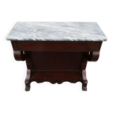 Console in mahogany veneer and marble