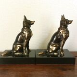 Brass dog bookends