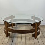 Table basse ronde scandinave en teck 1970