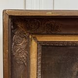 Huile sur toile, portrait de femme Empire, début XIXe, cadre à palmettes