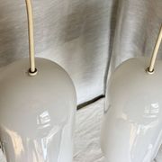 Paire de suspension opaline vintage 1970 forme cigare