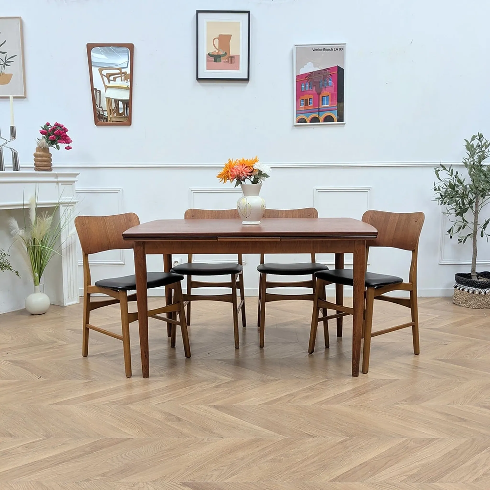 Set of 4 Danish teak chairs, 1960s