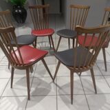 Suite of 6 chairs by Bistrot Baumann model Menuet 1970s