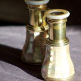 Twins Theatre / Napoleon model opera glasses in Mother-of-pearl and Golden Brass - Authentic