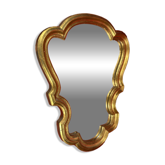 Miroir d'alcôve baroque bois doré mouluré style Louis XV - 39,5 x 31,5 cm