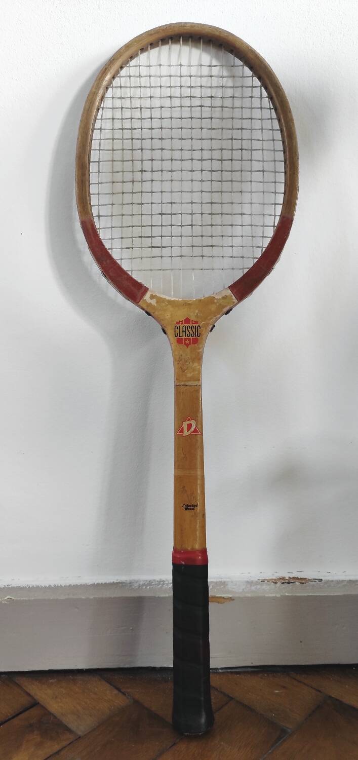 Vintage wooden tennis racket "Tigris" Courtrai, Belgium