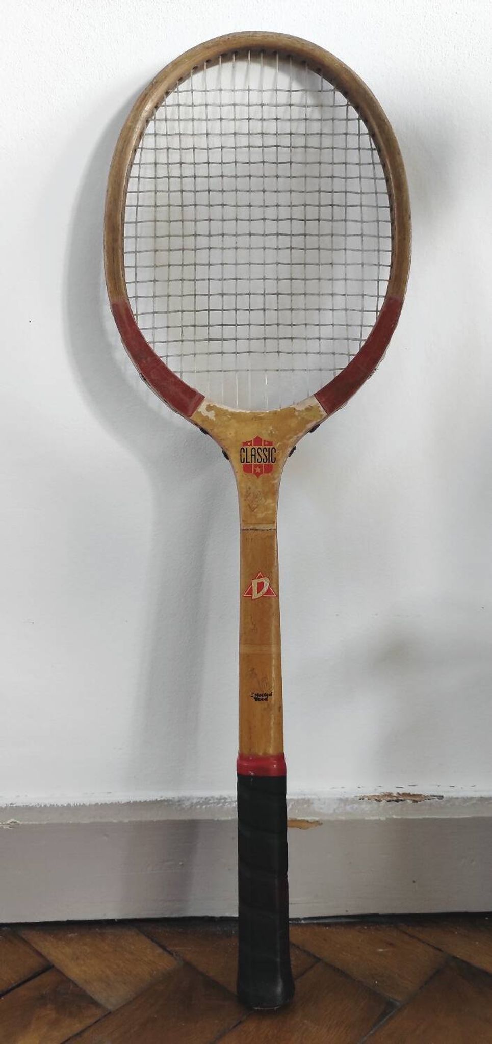 Vintage wooden tennis racket "Tigris" Courtrai, Belgium