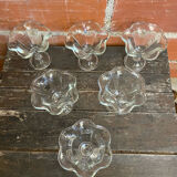 Set of 6 Ice Cream Bowls FIDENZA VETRARIA Moulded Glass Petal Shape It